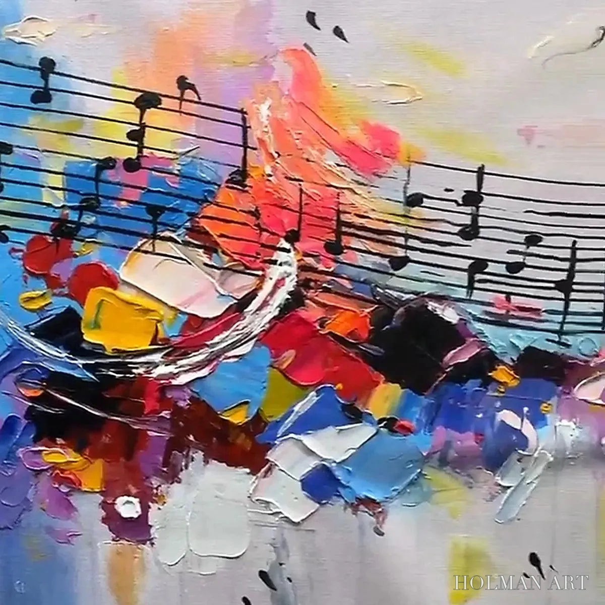 HOLMAN ART Melody in Color – Abstract Painting with Musical Notes - image 4