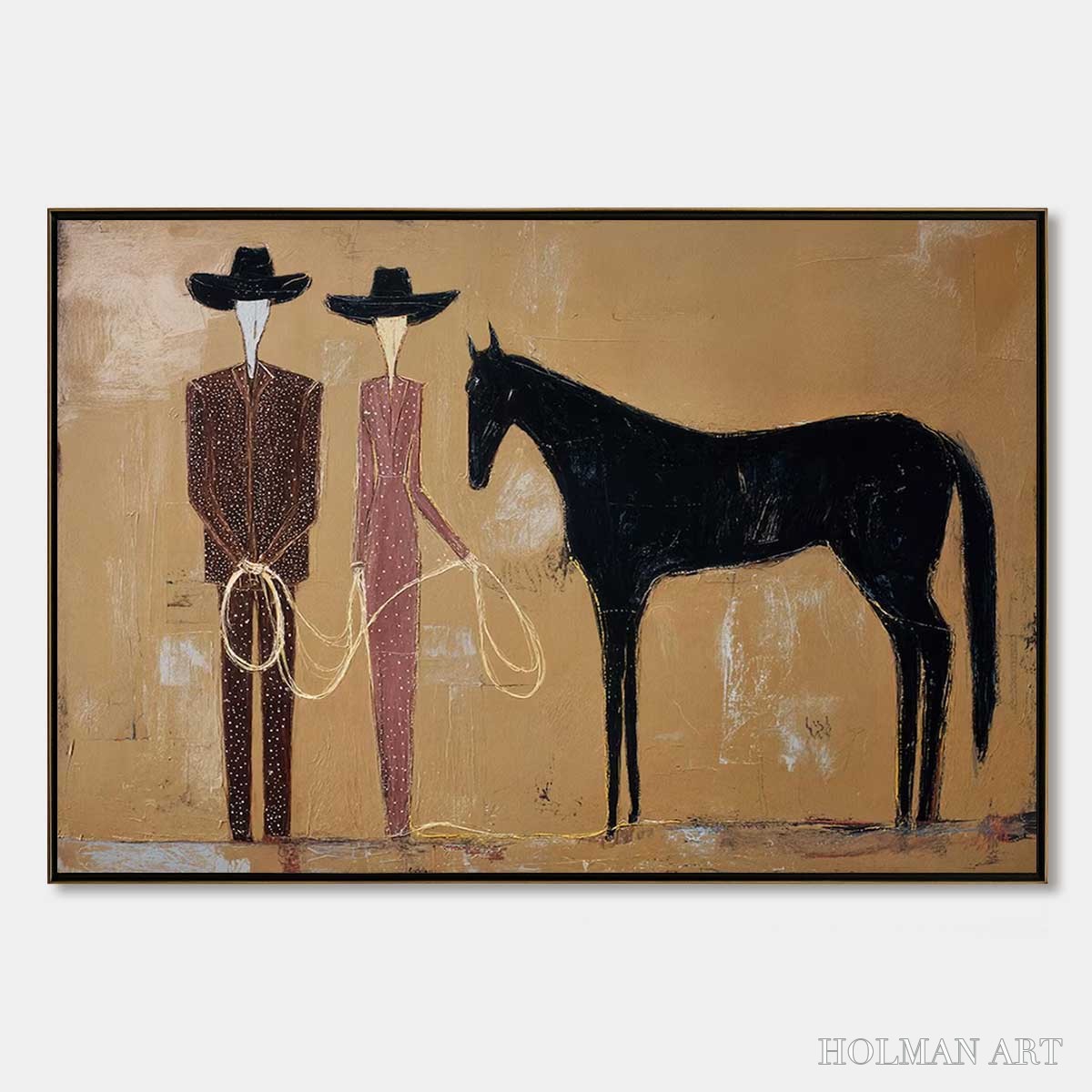 HOLMAN ART the Pact – Modern Abstract Western Figurative Oil Painting - image 1