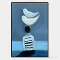 HOLMAN ART Equilibrium – Serene Blue Textured Figurative Oil Painting - image 1