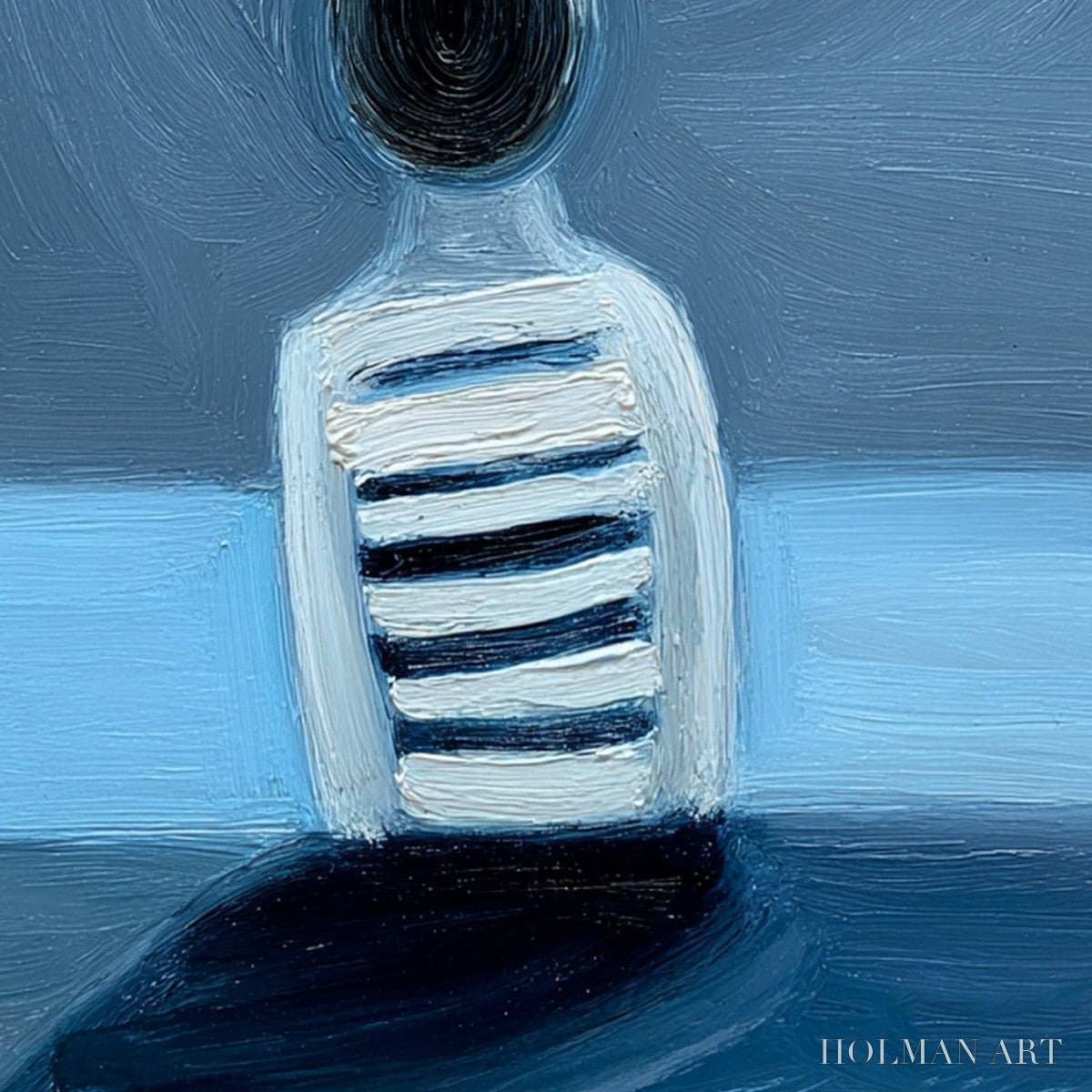 HOLMAN ART Equilibrium – Serene Blue Textured Figurative Oil Painting - image 5