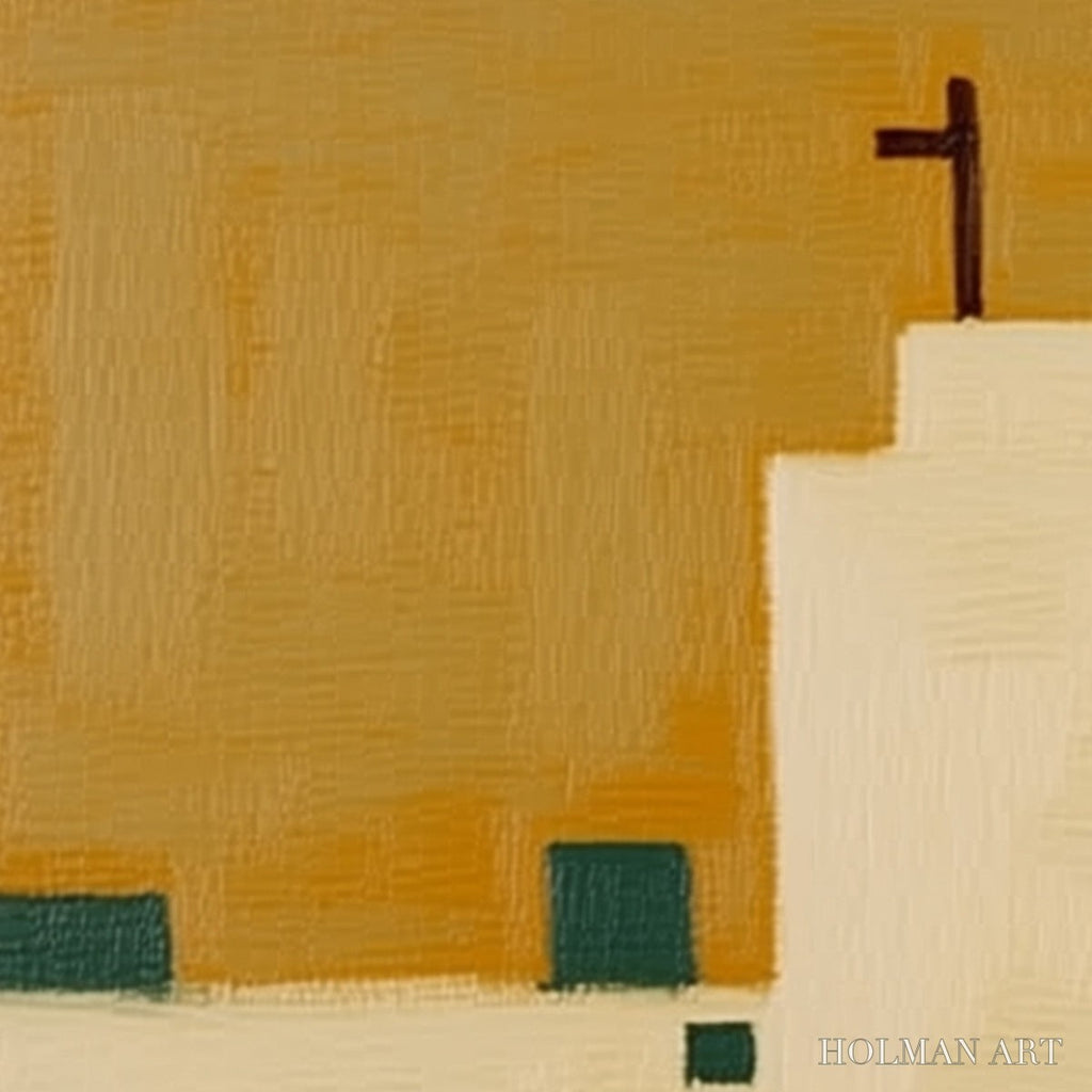 HOLMAN ART Pilgrim'S Path – Minimalist Figurative Painting of a Spanish Village Scene - image 5