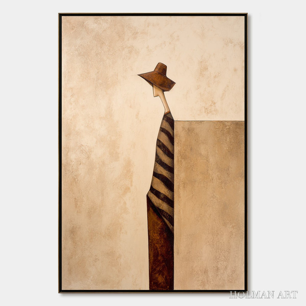 HOLMAN ART Solitude – Minimalist Figurative Painting in Earthy Tones - image 1