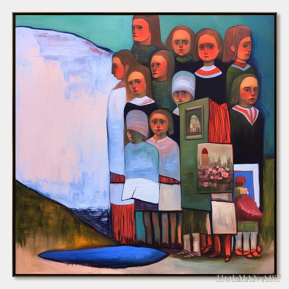HOLMAN ART the Storykeepers – Colorful Figurative Painting of a Generational Gathering - image 1