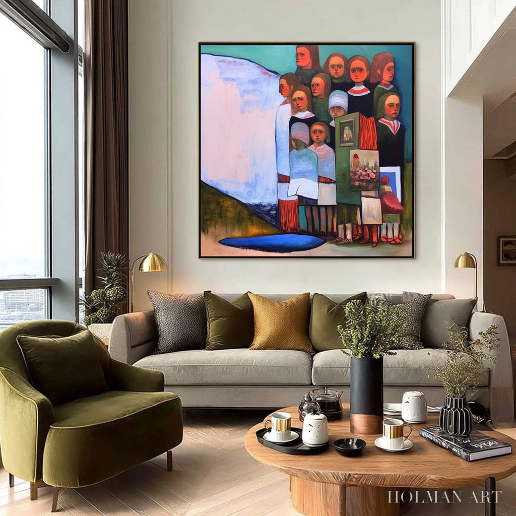 HOLMAN ART the Storykeepers – Colorful Figurative Painting of a Generational Gathering - image 6