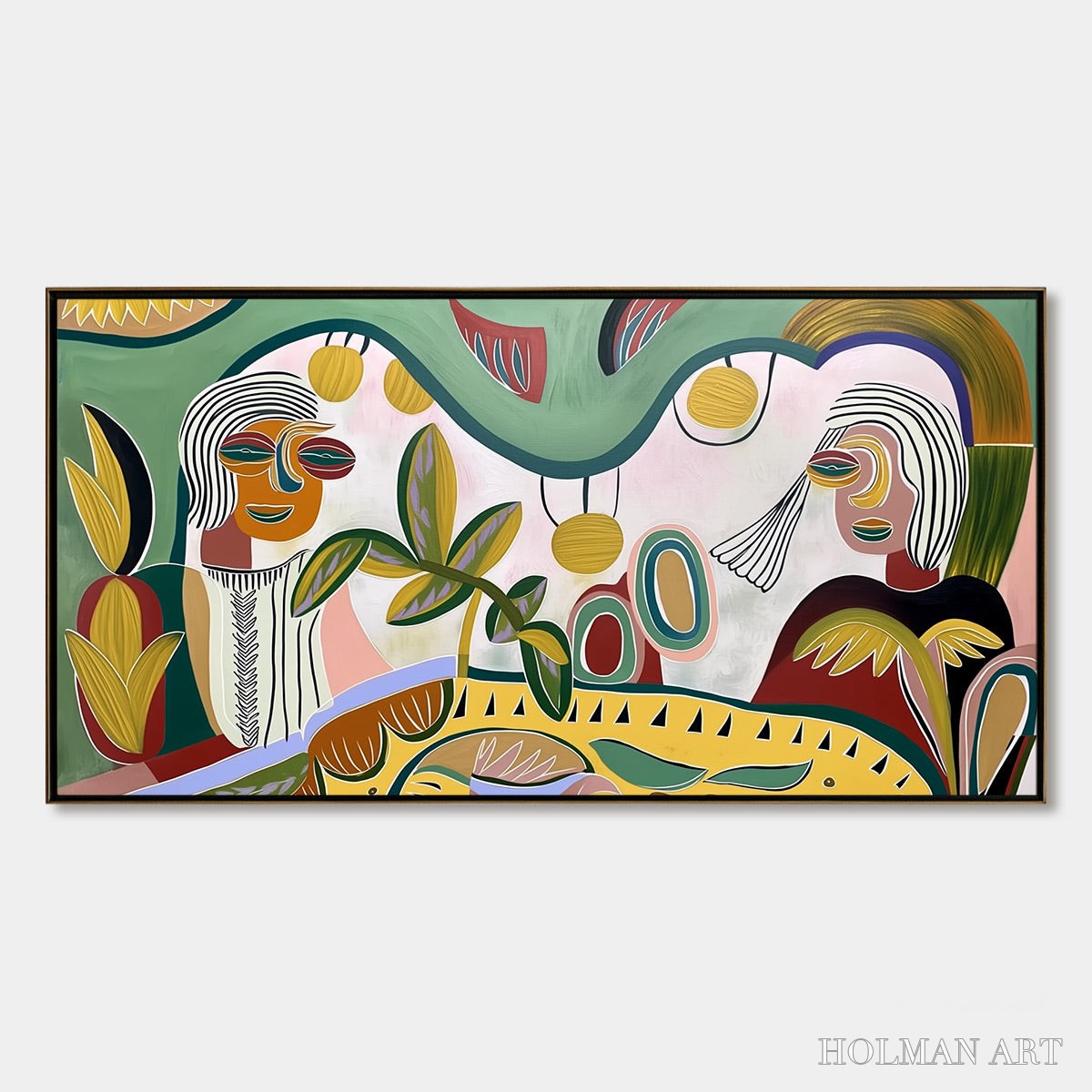 HOLMAN ART Garden Whispers – Colorful Abstract Figurative Painting for Modern Spaces - image 1