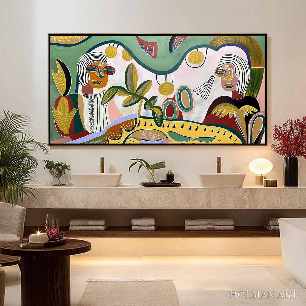 HOLMAN ART Garden Whispers – Colorful Abstract Figurative Painting for Modern Spaces - image 2