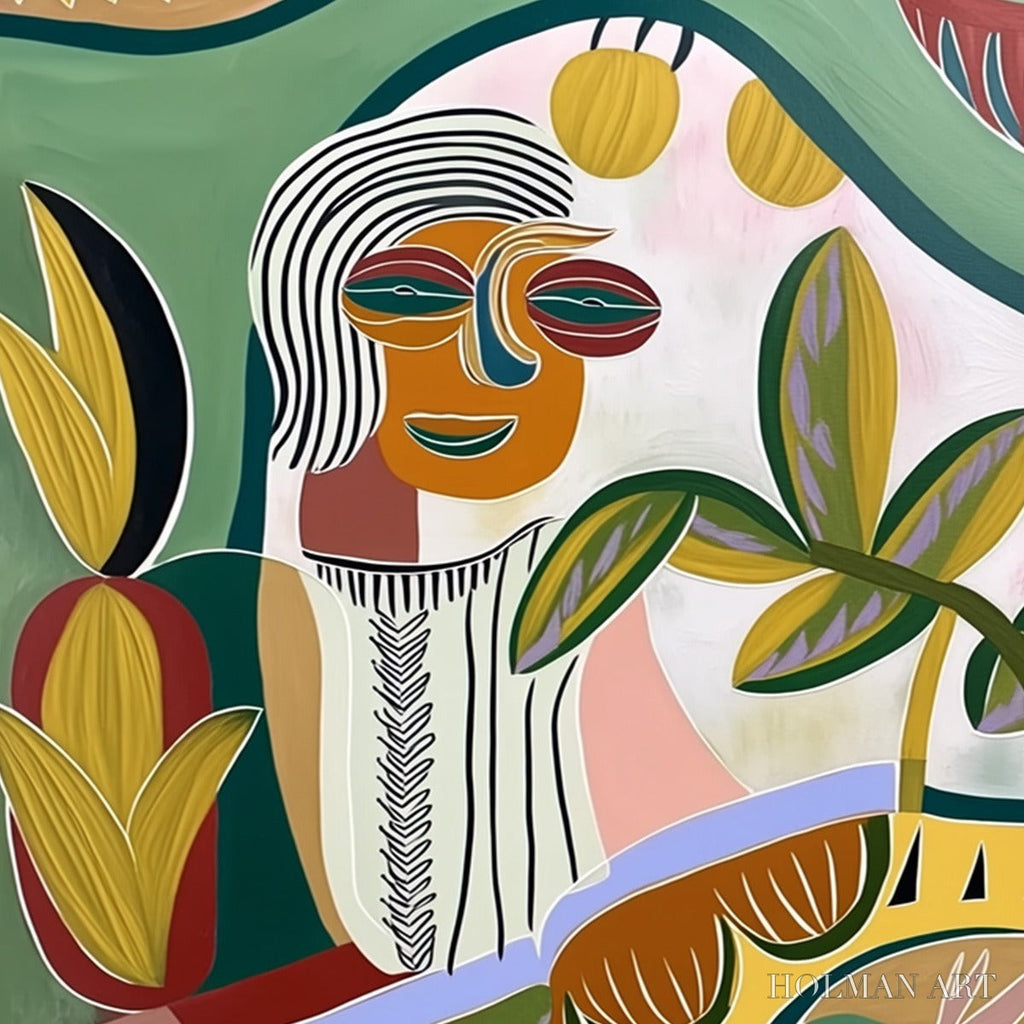 HOLMAN ART Garden Whispers – Colorful Abstract Figurative Painting for Modern Spaces - image 3