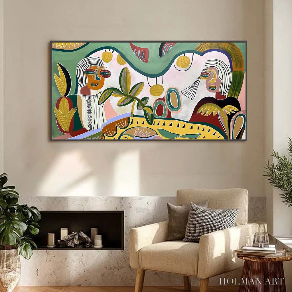 HOLMAN ART Garden Whispers – Colorful Abstract Figurative Painting for Modern Spaces - image 4