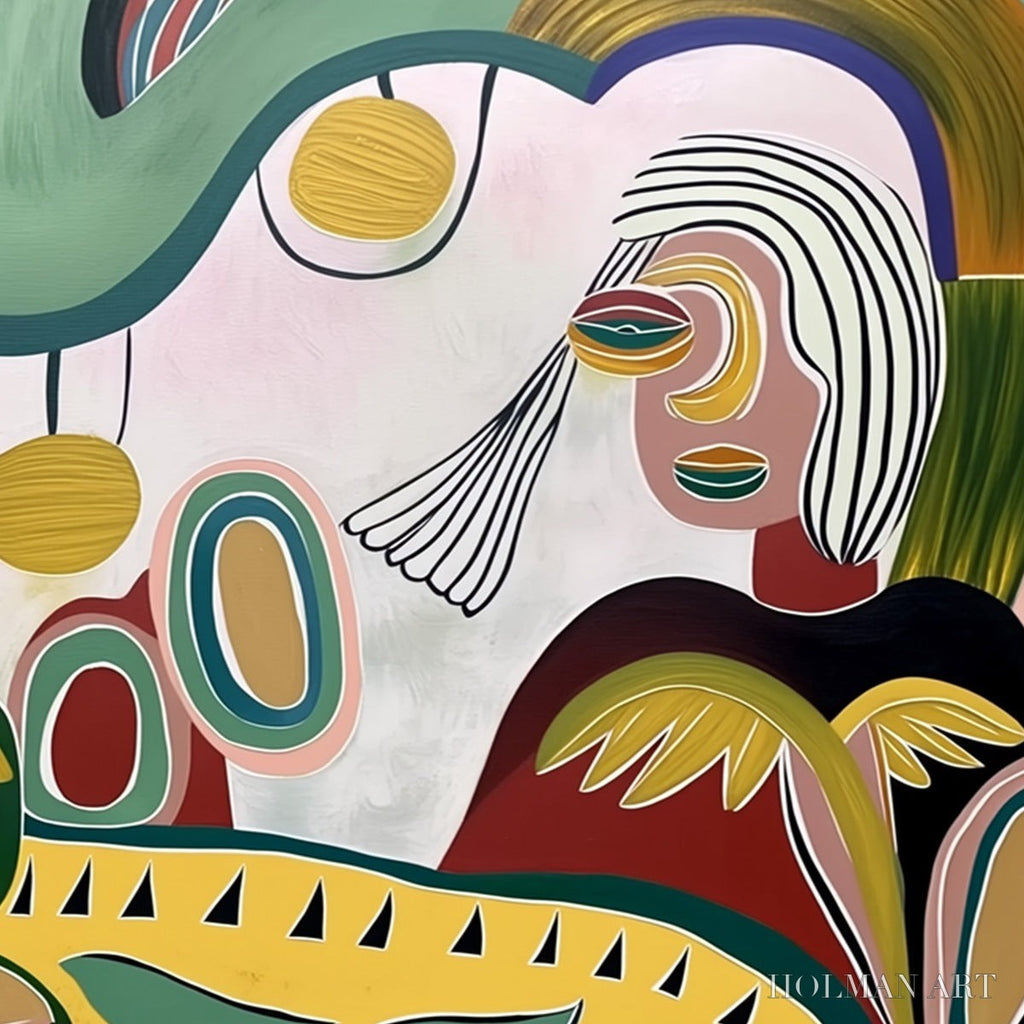 HOLMAN ART Garden Whispers – Colorful Abstract Figurative Painting for Modern Spaces - image 5