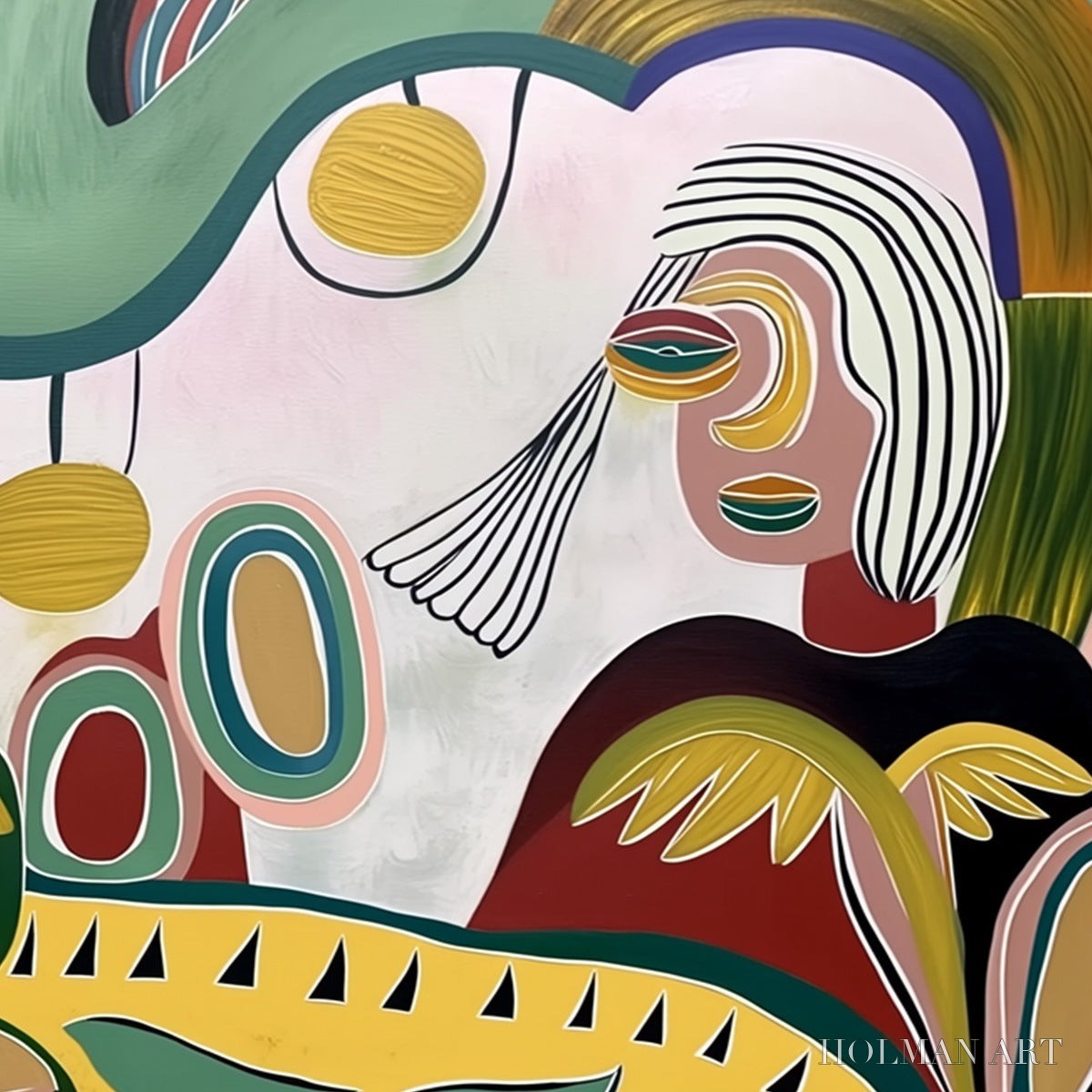 HOLMAN ART Garden Whispers – Colorful Abstract Figurative Painting for Modern Spaces - image 5
