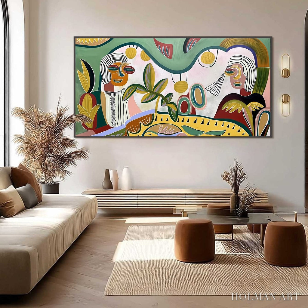 HOLMAN ART Garden Whispers – Colorful Abstract Figurative Painting for Modern Spaces - image 6