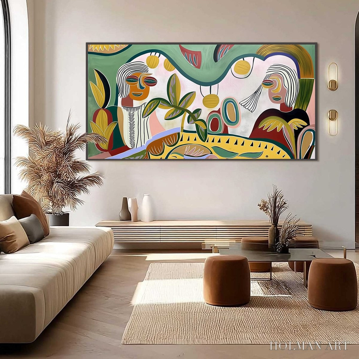 HOLMAN ART Garden Whispers – Colorful Abstract Figurative Painting for Modern Spaces - image 6