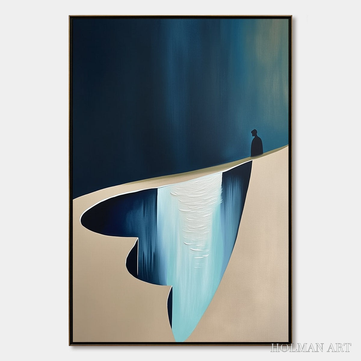 HOLMAN ART the Verge – Minimalist Abstract Painting of a Figure and Chasm - image 1