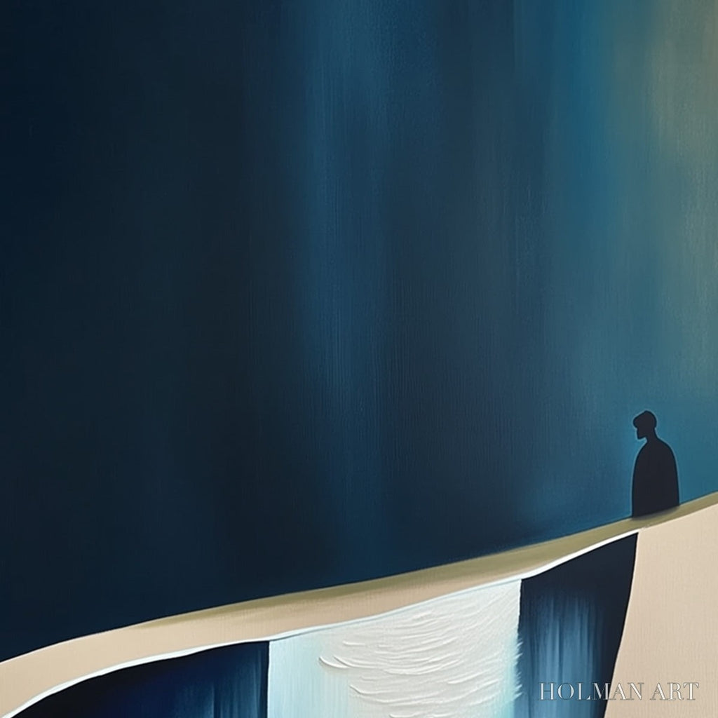 HOLMAN ART the Verge – Minimalist Abstract Painting of a Figure and Chasm - image 3