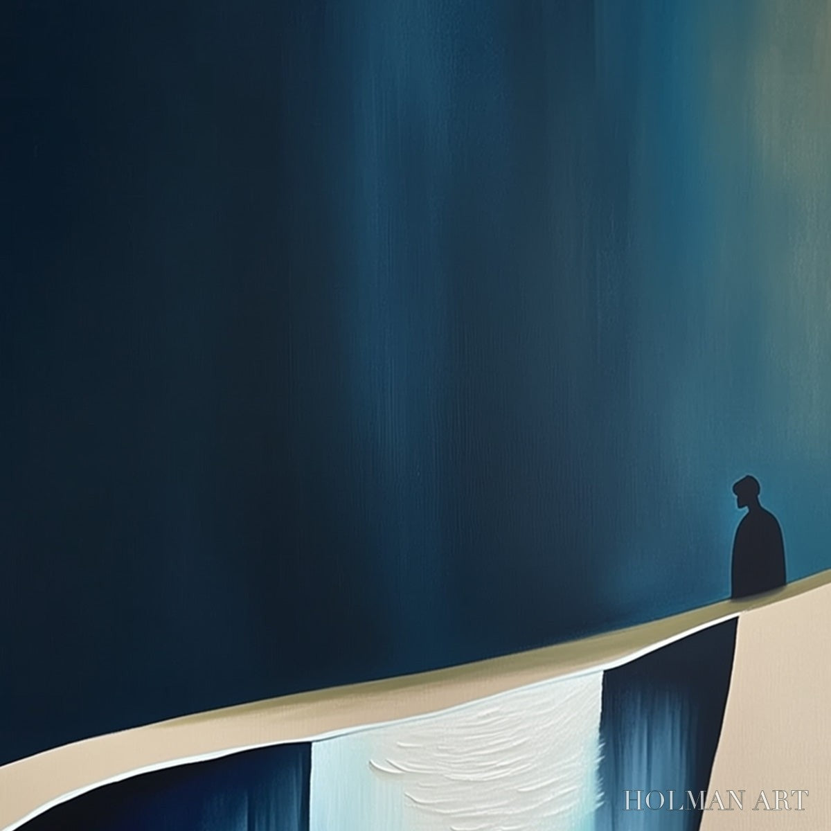 HOLMAN ART the Verge – Minimalist Abstract Painting of a Figure and Chasm - image 3