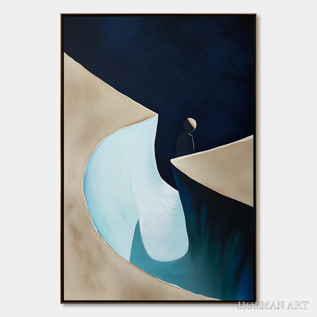 HOLMAN ART the Crossing – Minimalist Abstract Painting of a Figure's Journey - image 1
