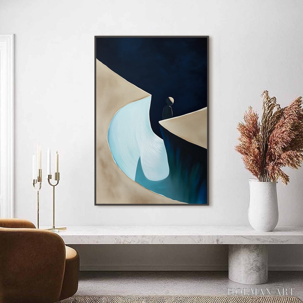 HOLMAN ART the Crossing – Minimalist Abstract Painting of a Figure's Journey - image 2
