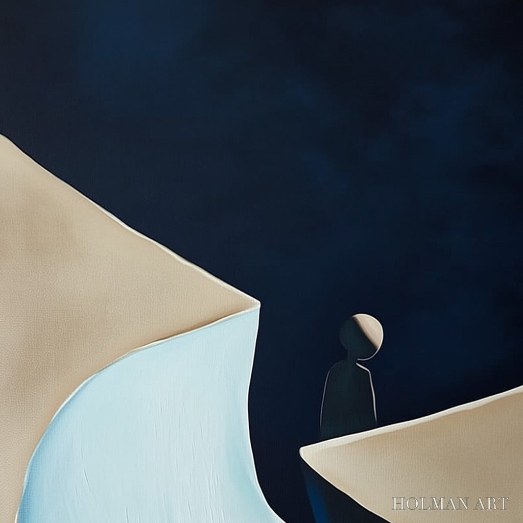 HOLMAN ART the Crossing – Minimalist Abstract Painting of a Figure's Journey - image 3