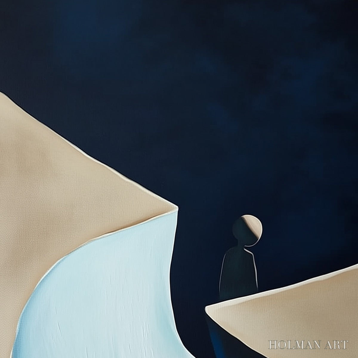 HOLMAN ART the Crossing – Minimalist Abstract Painting of a Figure's Journey - image 3