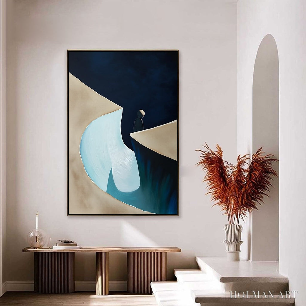 HOLMAN ART the Crossing – Minimalist Abstract Painting of a Figure's Journey - image 4