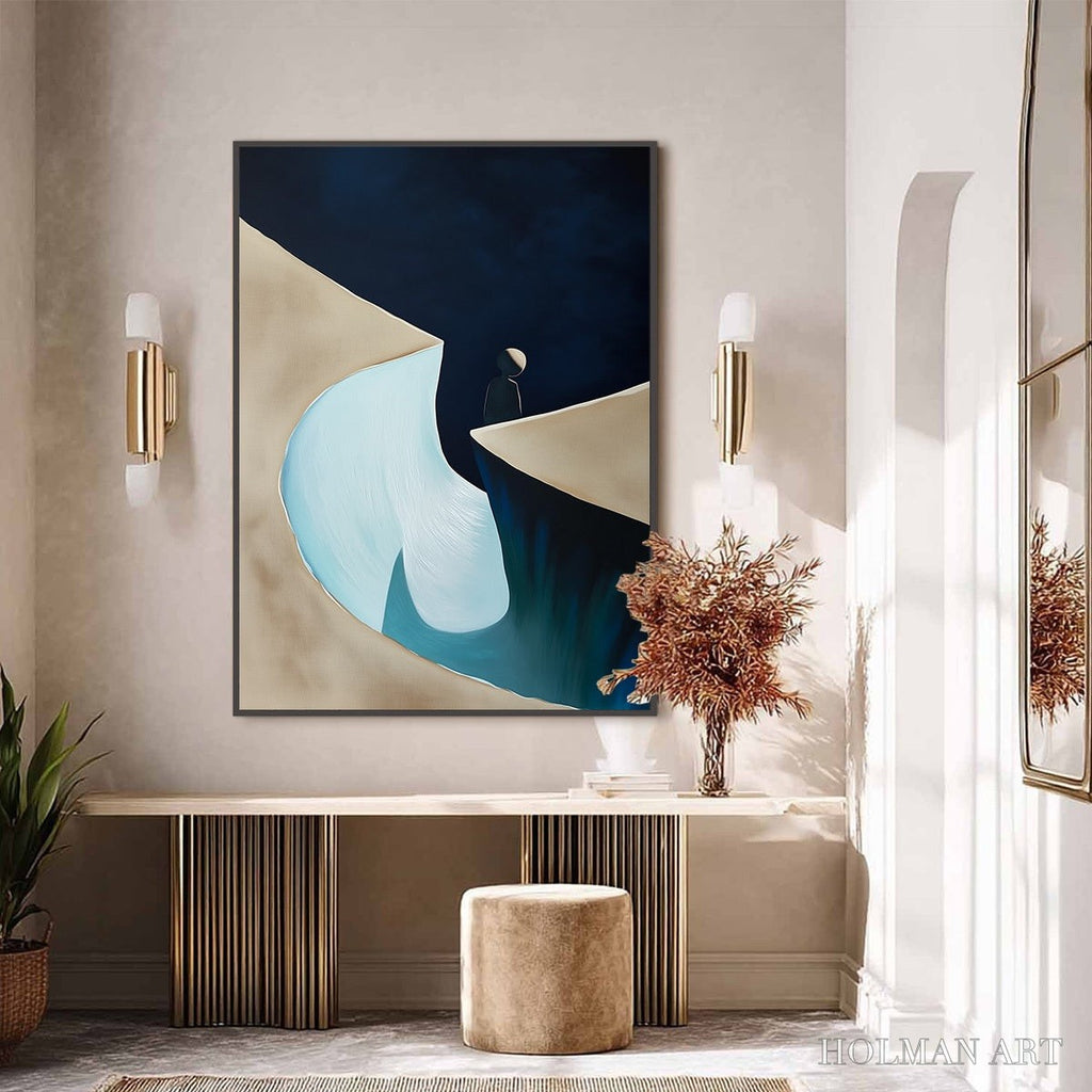 HOLMAN ART the Crossing – Minimalist Abstract Painting of a Figure's Journey - image 6