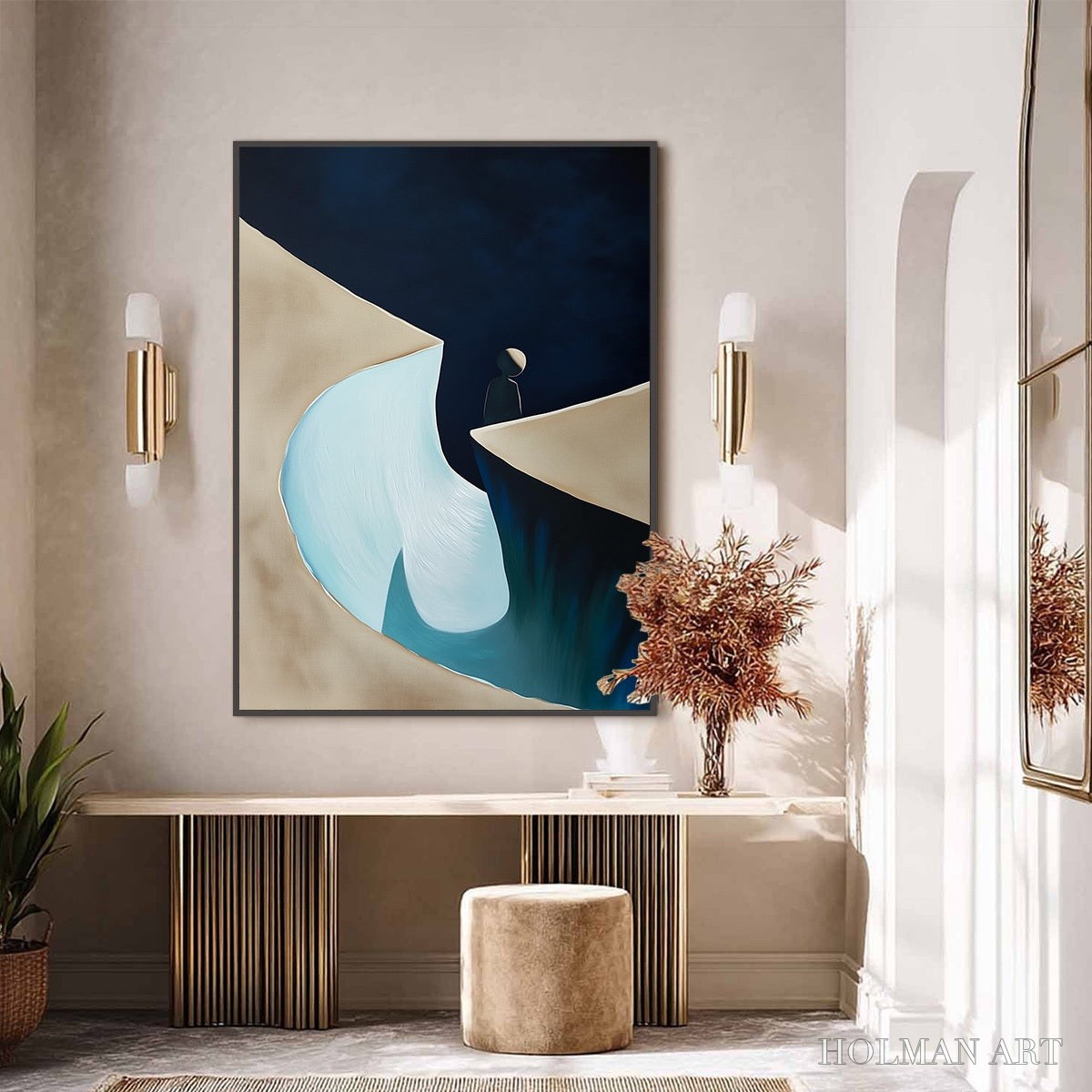 HOLMAN ART the Crossing – Minimalist Abstract Painting of a Figure's Journey - image 6