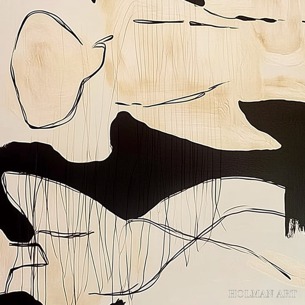 HOLMAN ART Silhouettes in Repose – Large Abstract Figurative Painting in Black and Beige - image 5