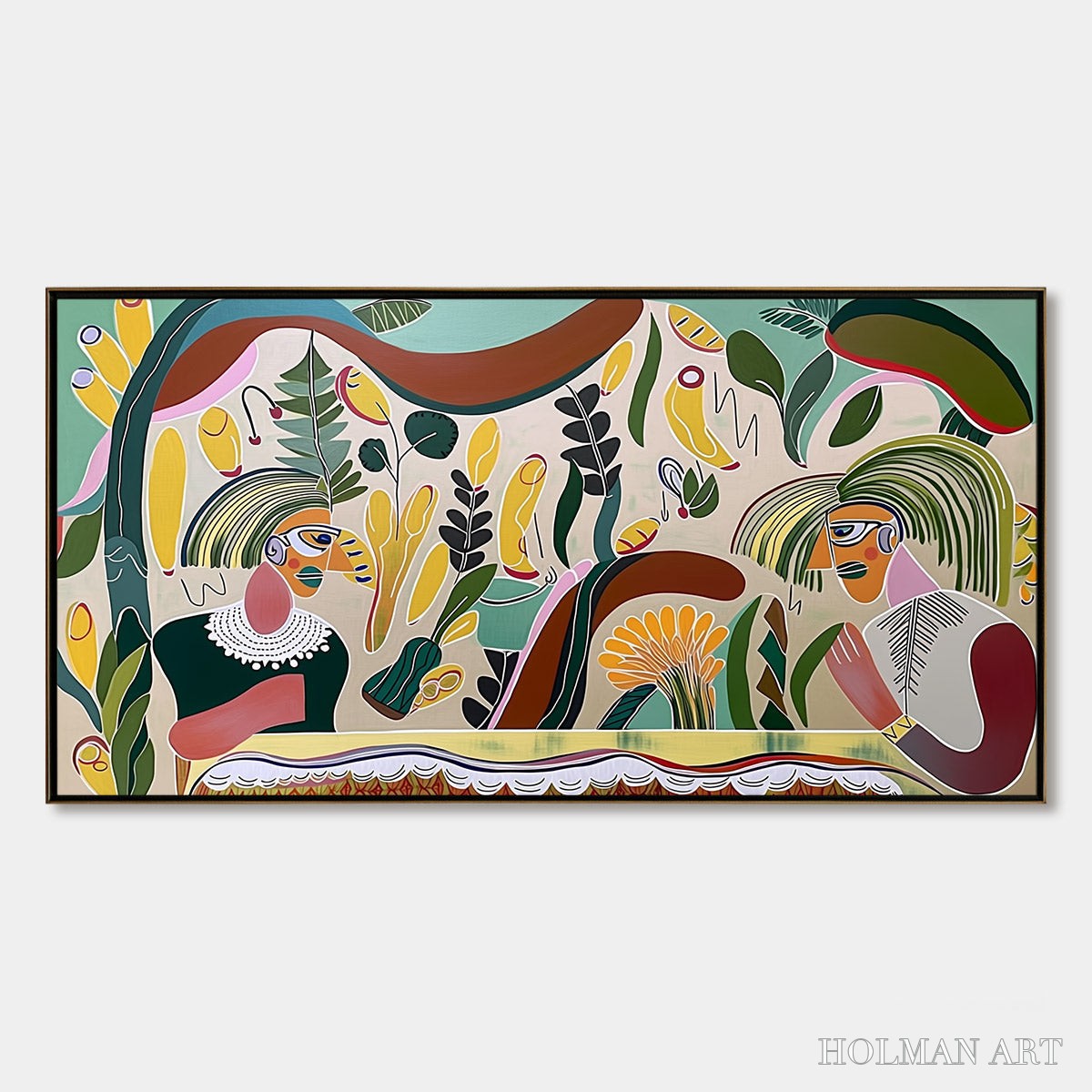 HOLMAN ART Garden Whispers – Colorful Abstract Figurative Boho - image 1