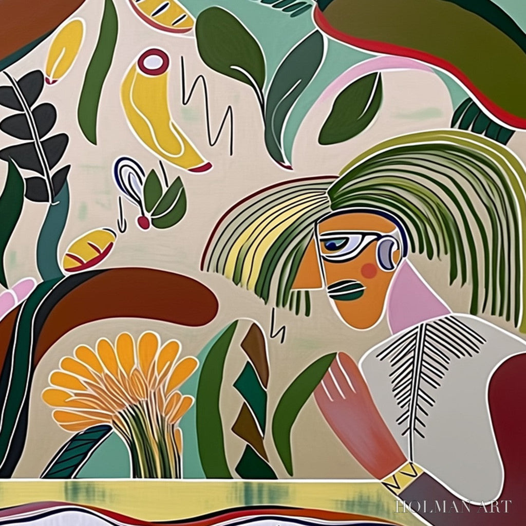 HOLMAN ART Garden Whispers – Colorful Abstract Figurative Boho - image 5