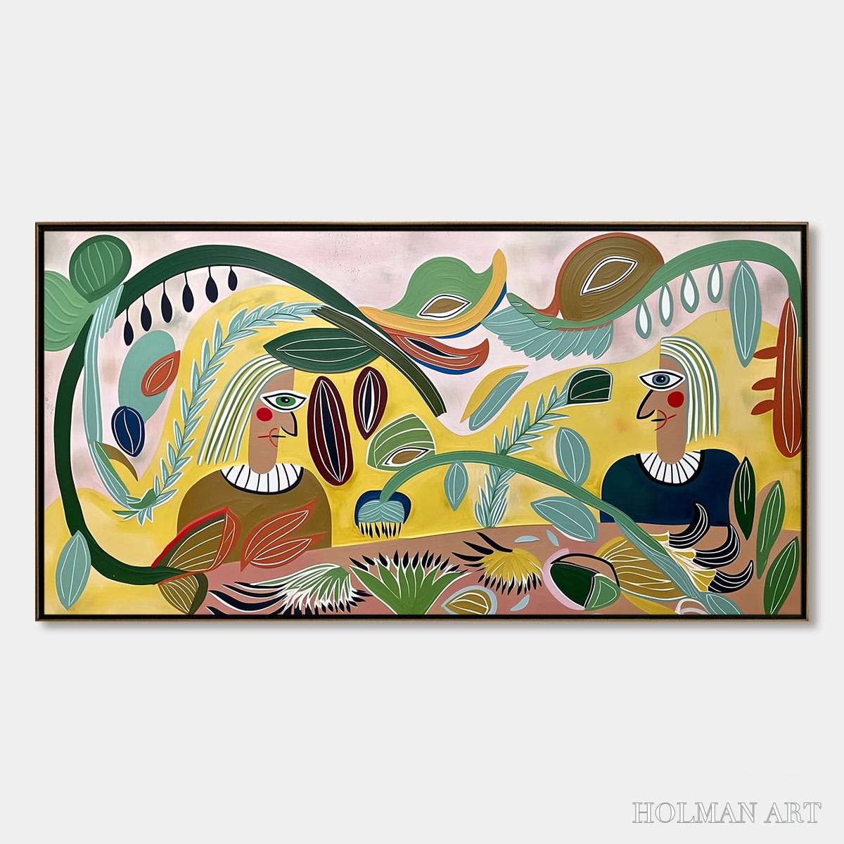 HOLMAN ART Garden Whispers – Large Colorful Boho Figurative Abstract Painting - image 1