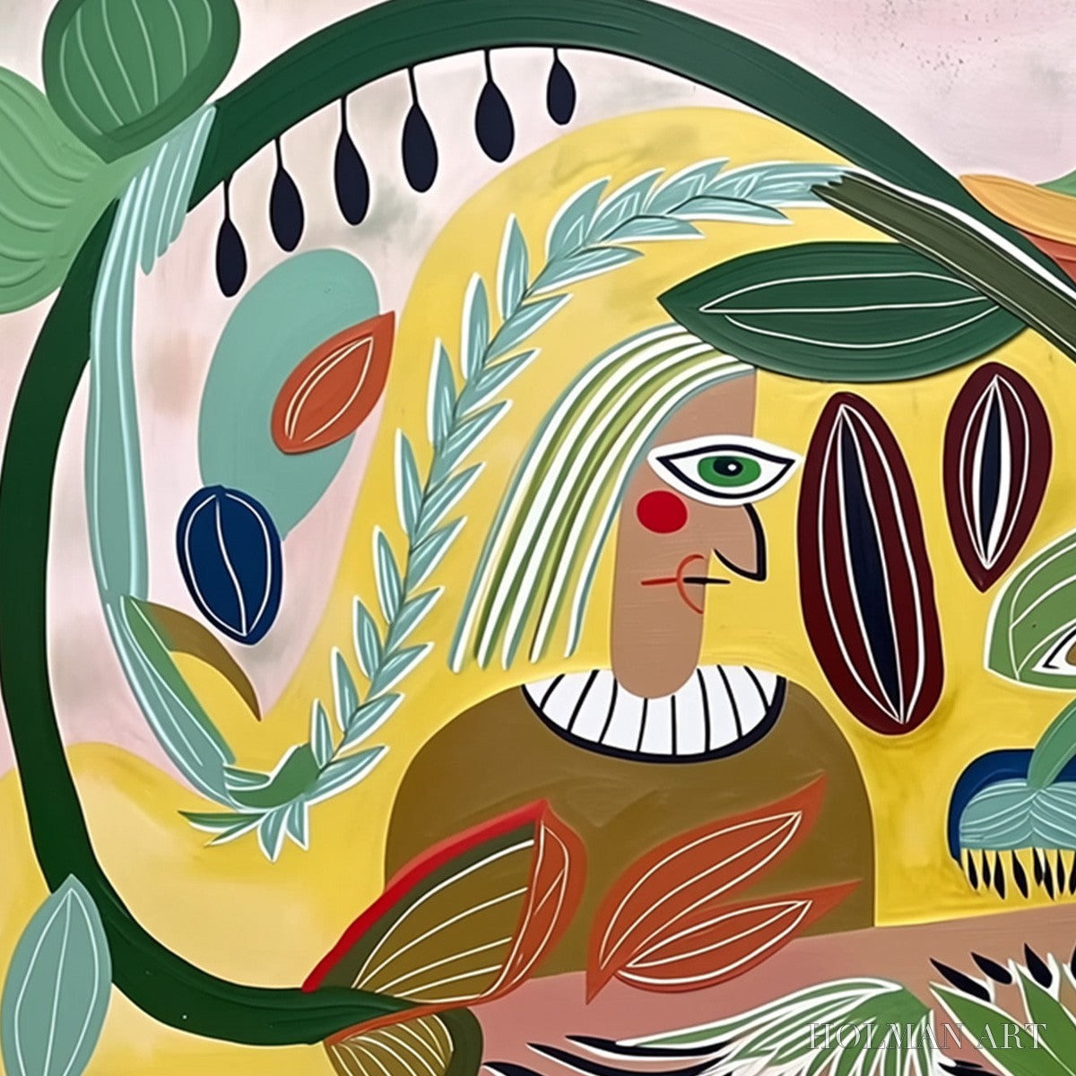 HOLMAN ART Garden Whispers – Large Colorful Boho Figurative Abstract Painting - image 3