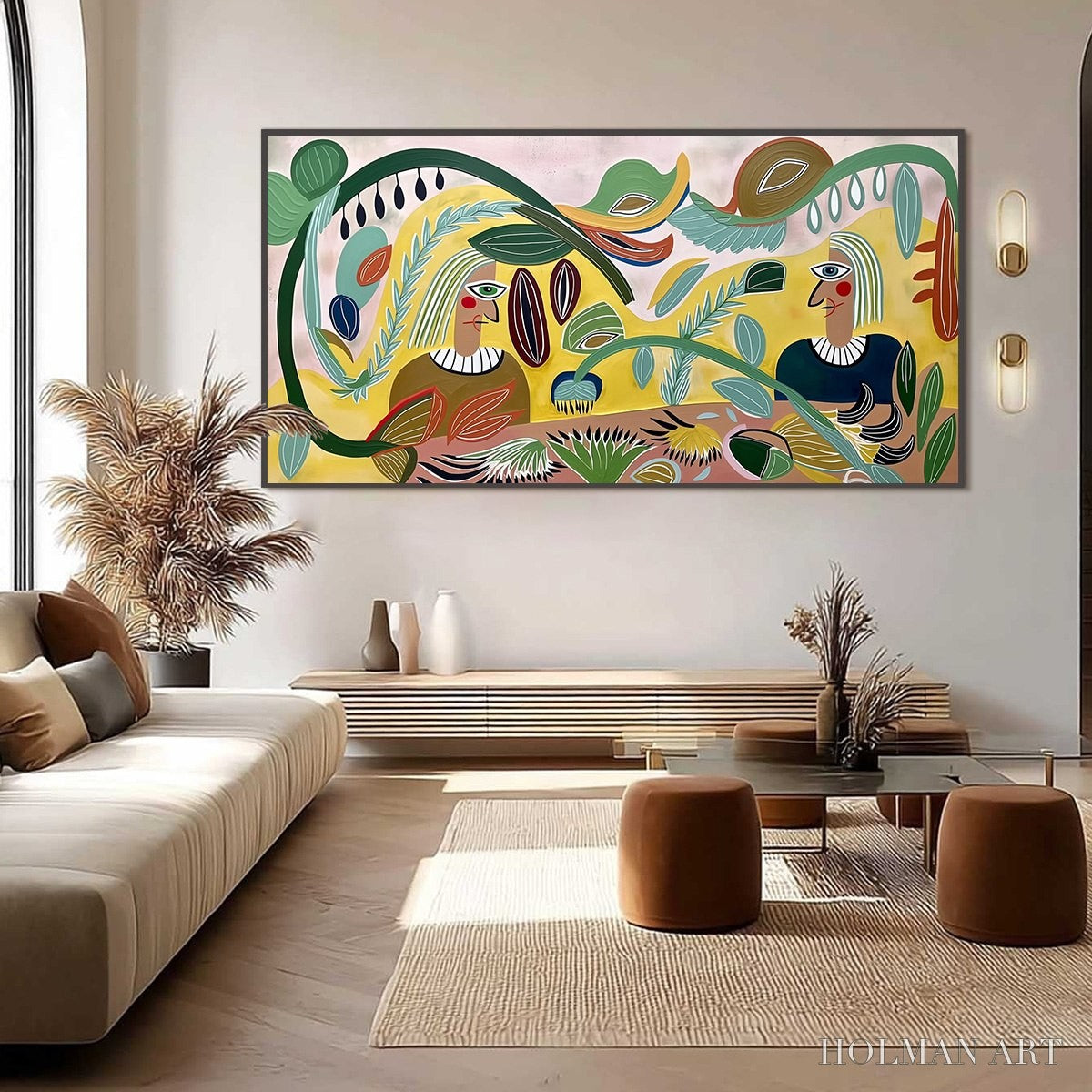 HOLMAN ART Garden Whispers – Large Colorful Boho Figurative Abstract Painting - image 4