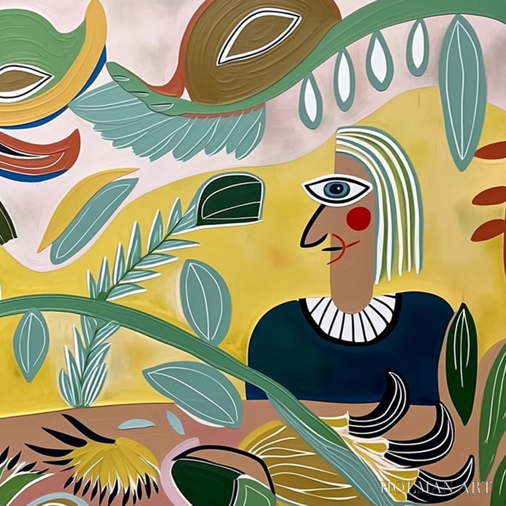 HOLMAN ART Garden Whispers – Large Colorful Boho Figurative Abstract Painting - image 5
