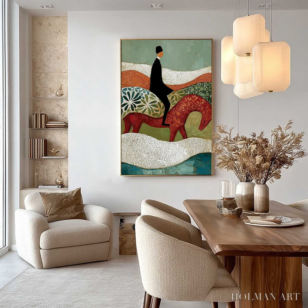 HOLMAN ART the Silent Journey – Textured Boho Figurative Painting of a Traveler's Journey - image 6