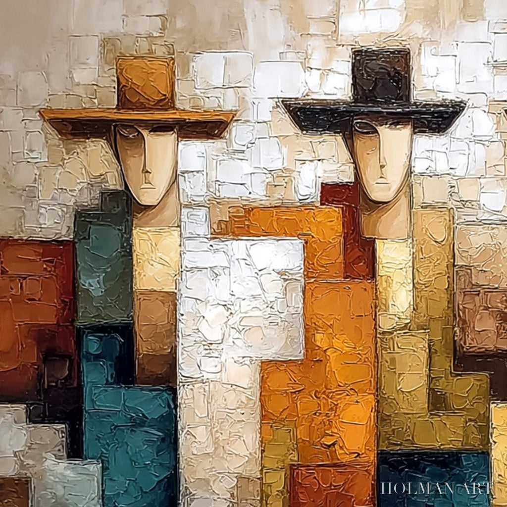 HOLMAN ART the Triad – Textured Figurative Abstract Painting of Three Figures - image 5