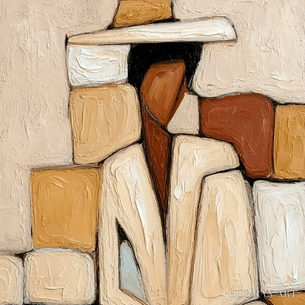 HOLMAN ART Solitude – Textured Abstract Figurative Painting in Earth Tones - image 3
