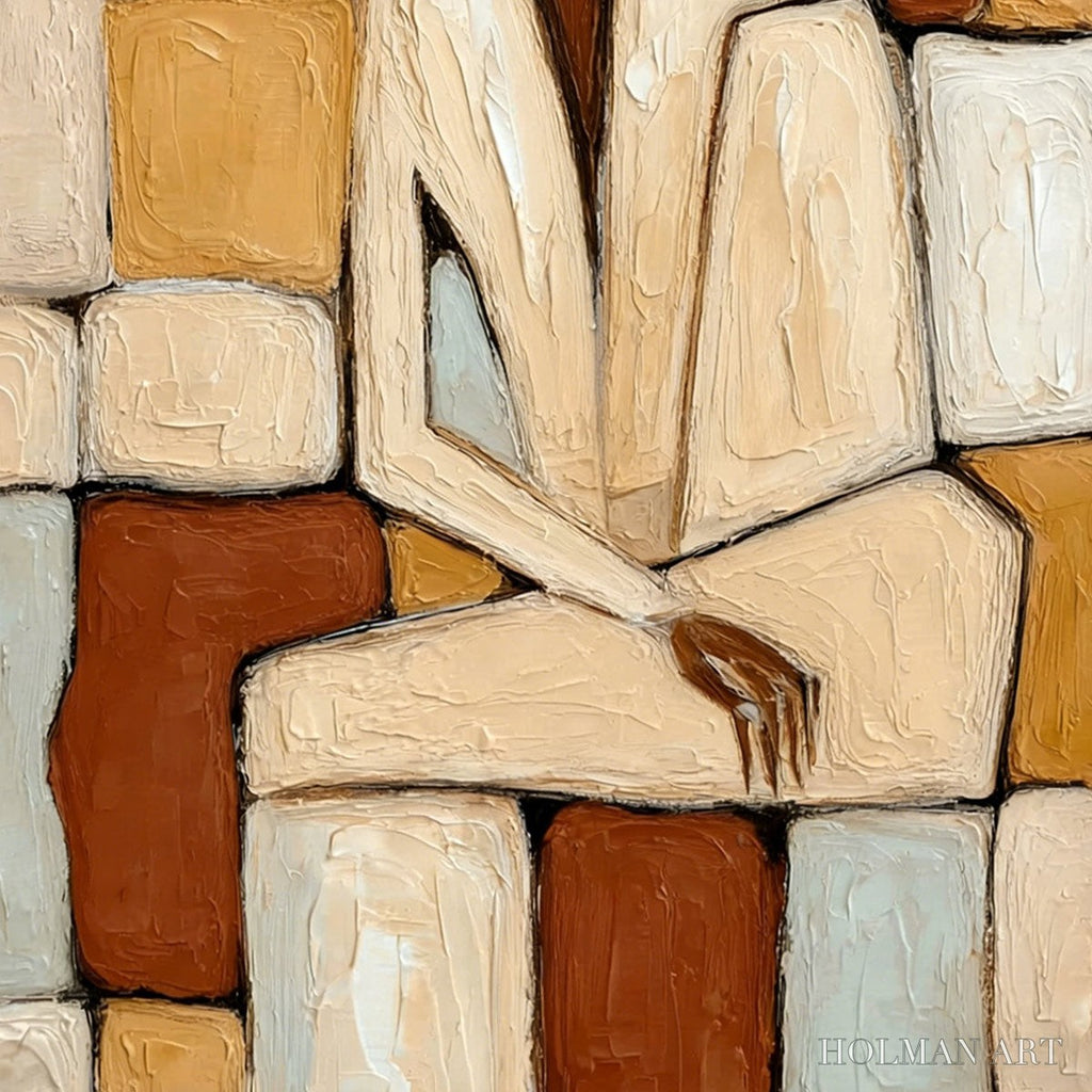 HOLMAN ART Solitude – Textured Abstract Figurative Painting in Earth Tones - image 5