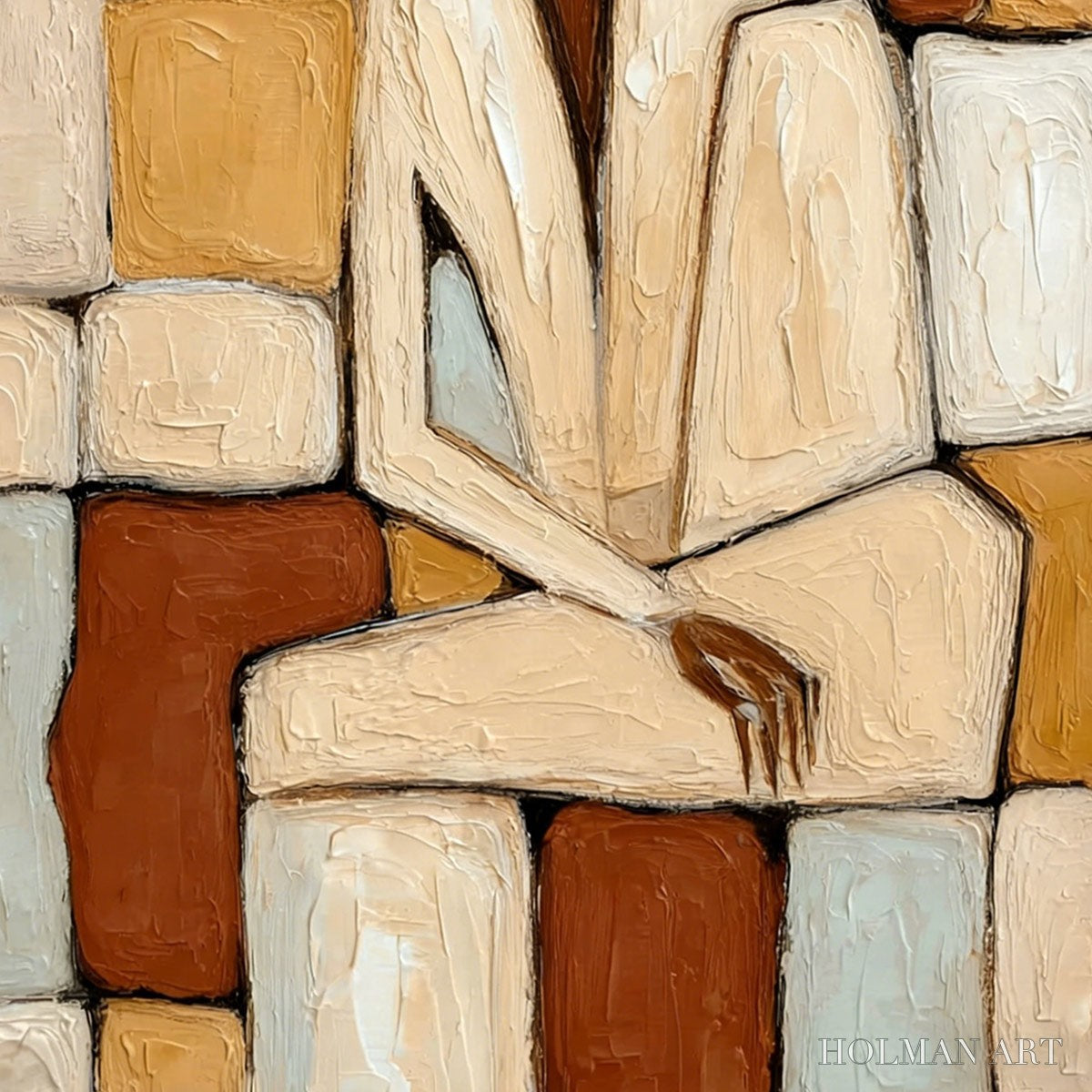 HOLMAN ART Solitude – Textured Abstract Figurative Painting in Earth Tones - image 5