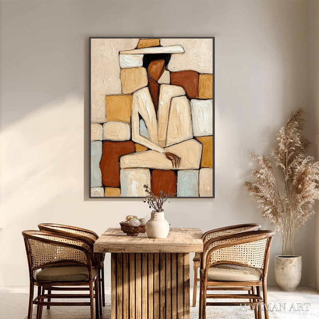 HOLMAN ART Solitude – Textured Abstract Figurative Painting in Earth Tones - image 6