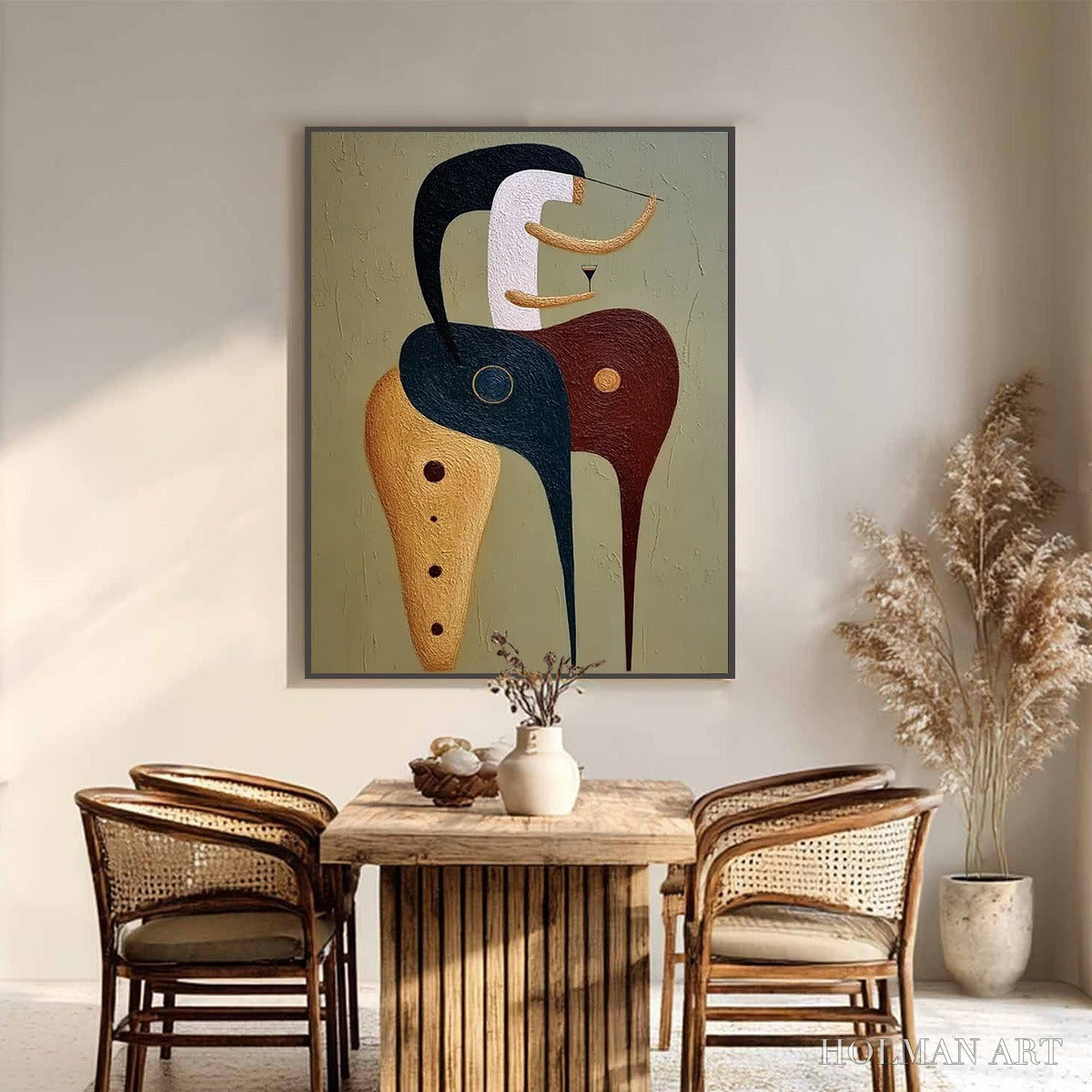 HOLMAN ART the Connoisseur – Textured Abstract Figurative Painting for Modern Decor - image 6