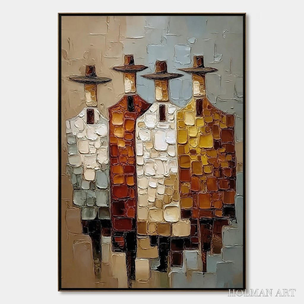 HOLMAN ART the Fellowship – Textured Abstract Figurative Painting of Four Men - image 1