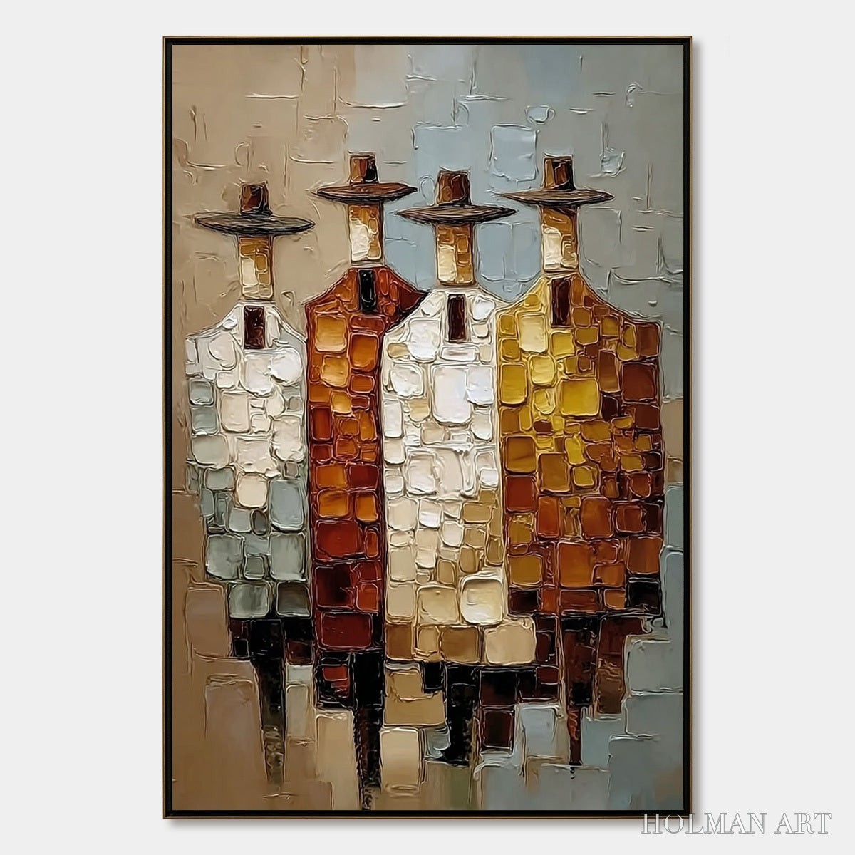 HOLMAN ART the Fellowship – Textured Abstract Figurative Painting of Four Men - image 1