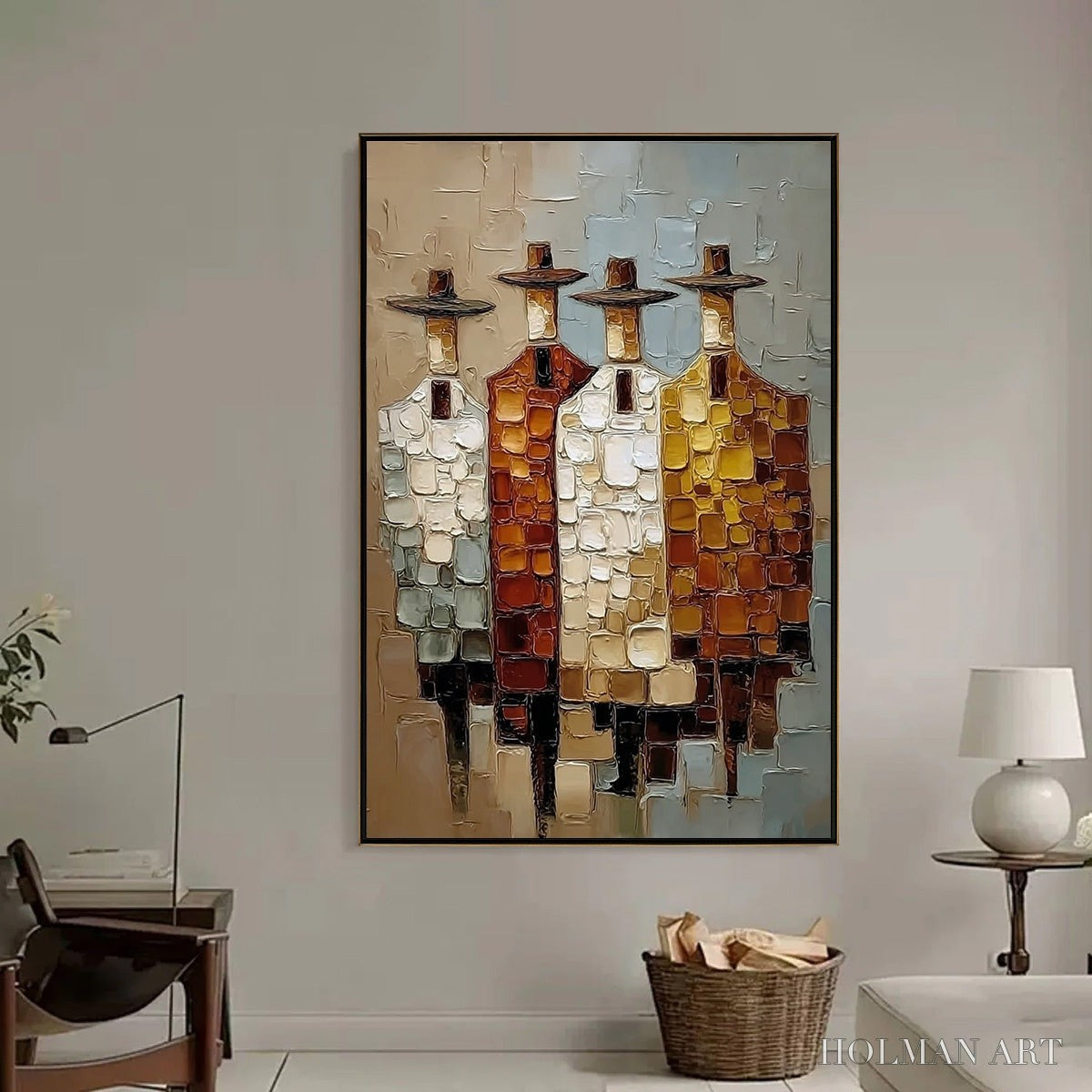 HOLMAN ART the Fellowship – Textured Abstract Figurative Painting of Four Men - image 6