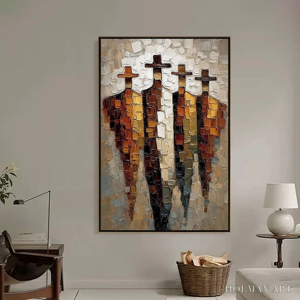 HOLMAN ART the Four Journeymen – Abstract Figurative Impasto Palette Knife Painting - image 2