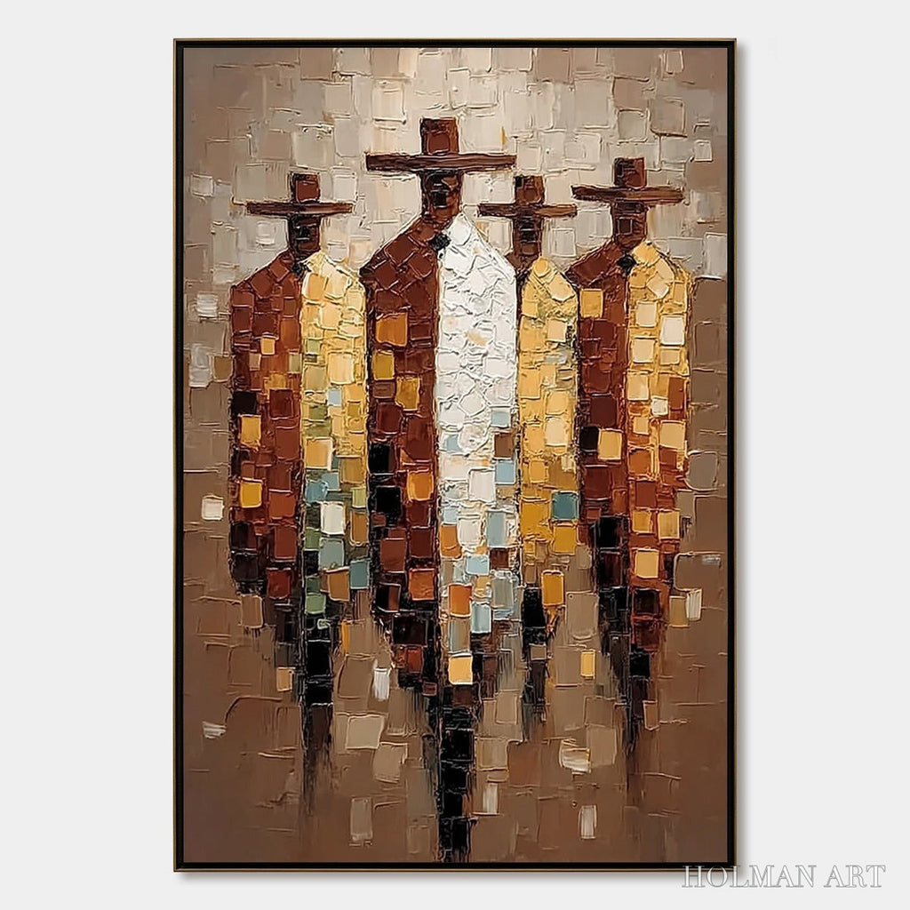 HOLMAN ART the Fellowship – Textured Impasto Figurative Palette Knife Painting - image 1