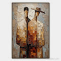 HOLMAN ART the Companions – Textured Impasto Abstract Figurative Couple Painting - image 1