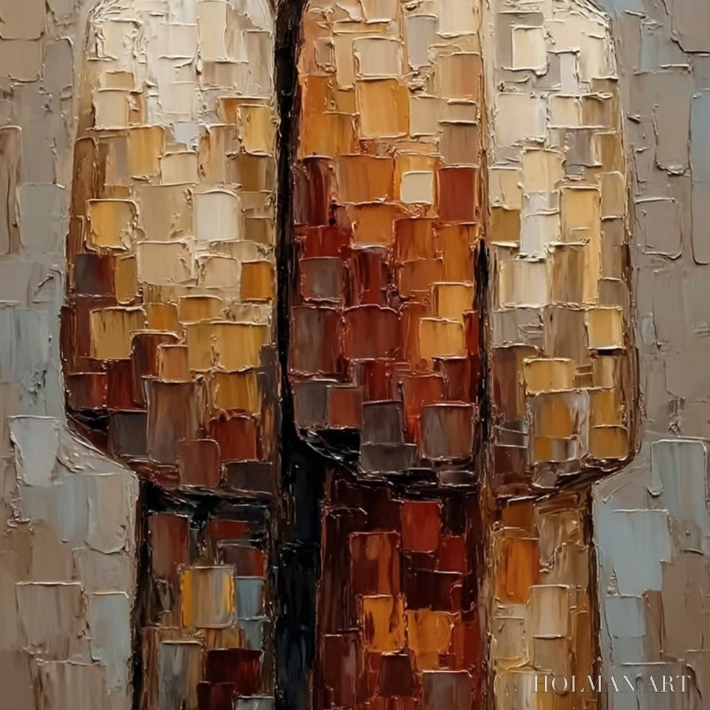 HOLMAN ART the Companions – Textured Impasto Abstract Figurative Couple Painting - image 5
