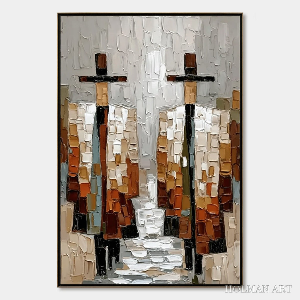 HOLMAN ART the Companions – Textured Abstract Figurative Painting of Two People - image 1