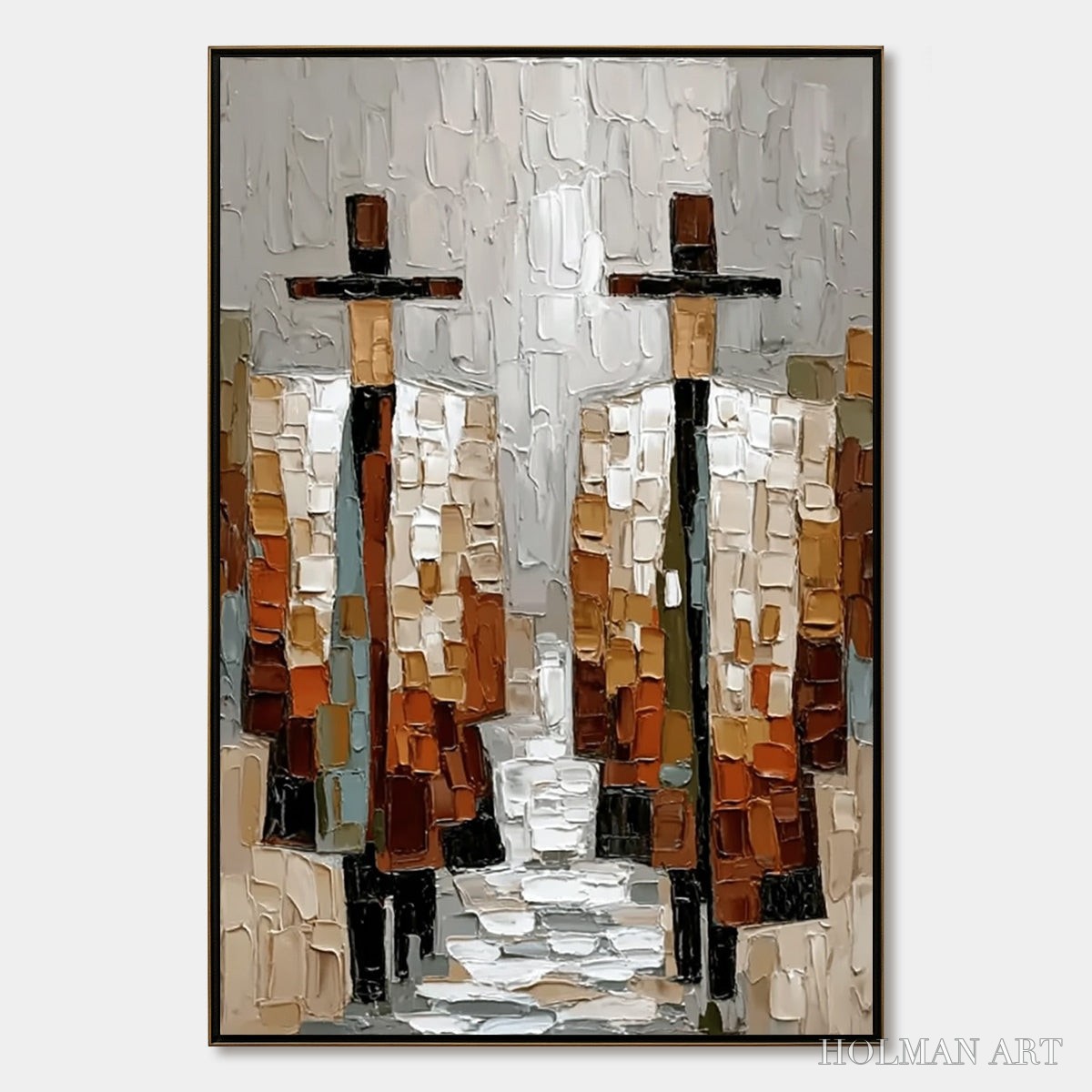 HOLMAN ART the Companions – Textured Abstract Figurative Painting of Two People - image 1
