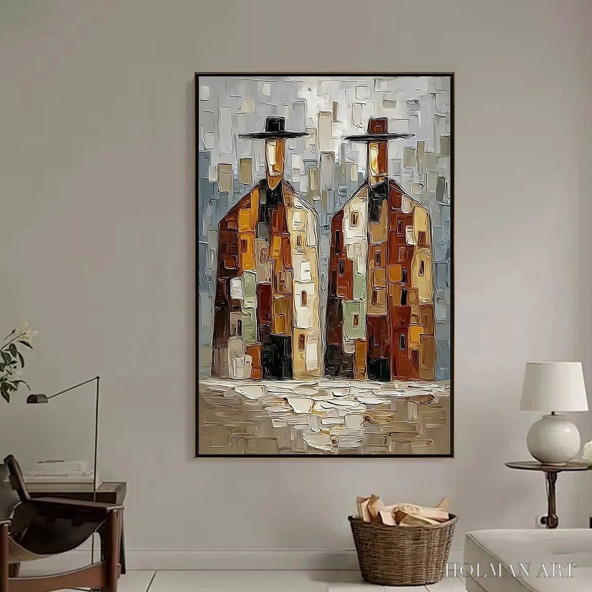 HOLMAN ART Urban Companions – Textured Abstract Figurative Impasto Painting - image 2